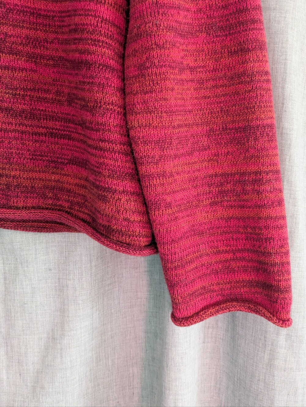 Vintage Multicolored Cotton Turtleneck Sweater In Pink, Orange, And Red - Picture 4 of 5